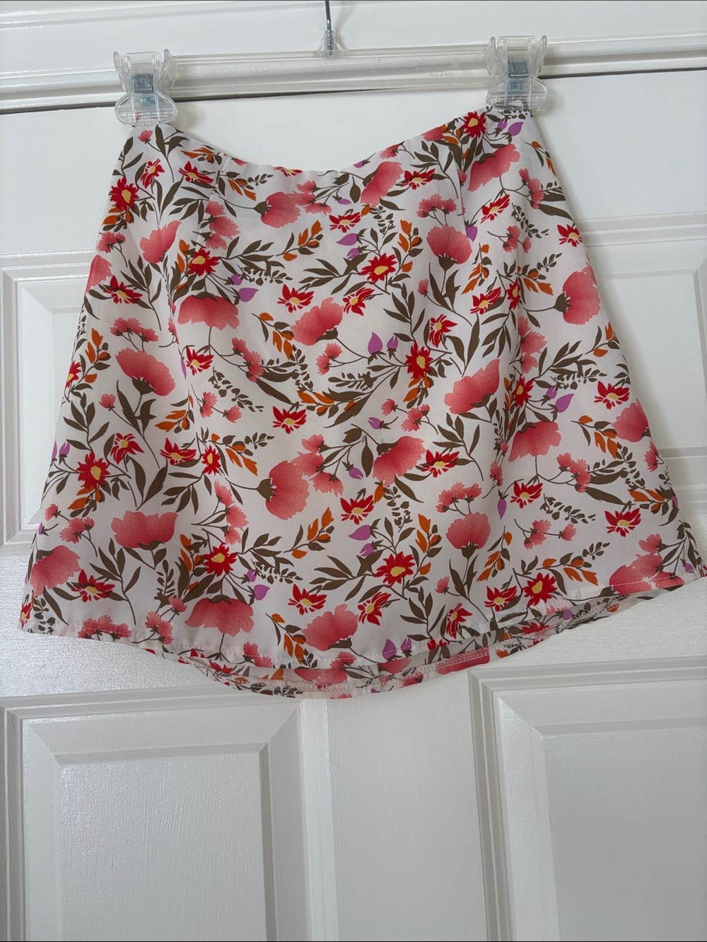 Princess Polly Cream Mini Skirt with Pink & Orange Floral Print